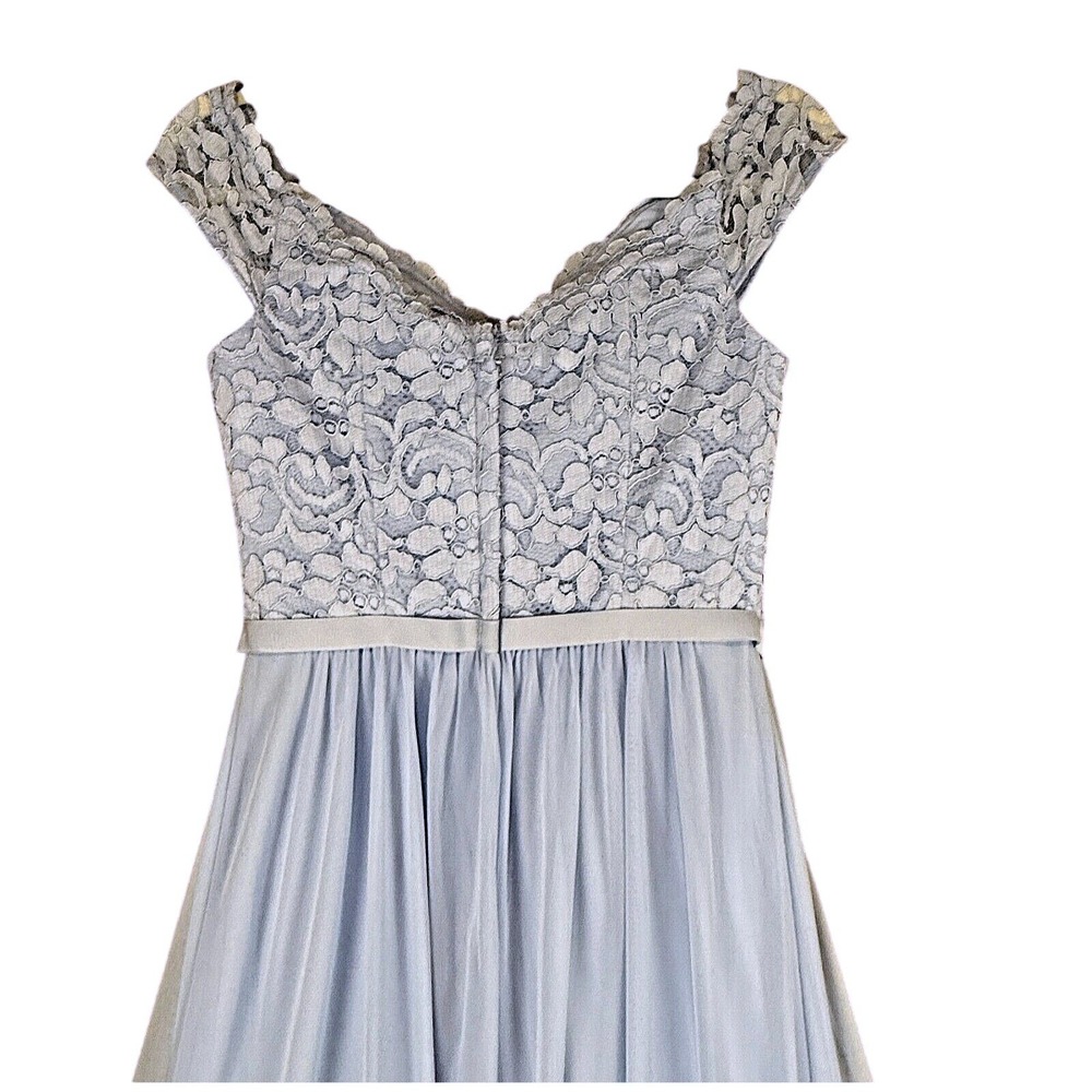 Davids Bridal Blue Lace Formal Dress Size 2 Chiffon Bridesmaid Evening Gown New - Picture 7 of 12